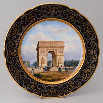 A set of 3 French porcelain decorative plates from the latter half of the 19th century.