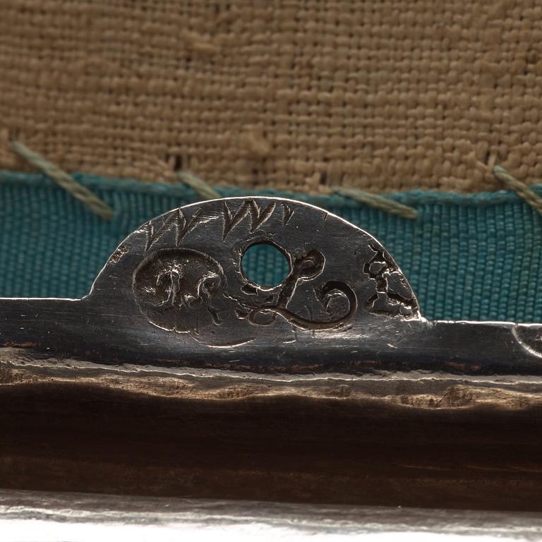 A Swedish 18th century 7 piece silver toilet service, mark of Johan Lorenz Starin, Stockholm 1736.