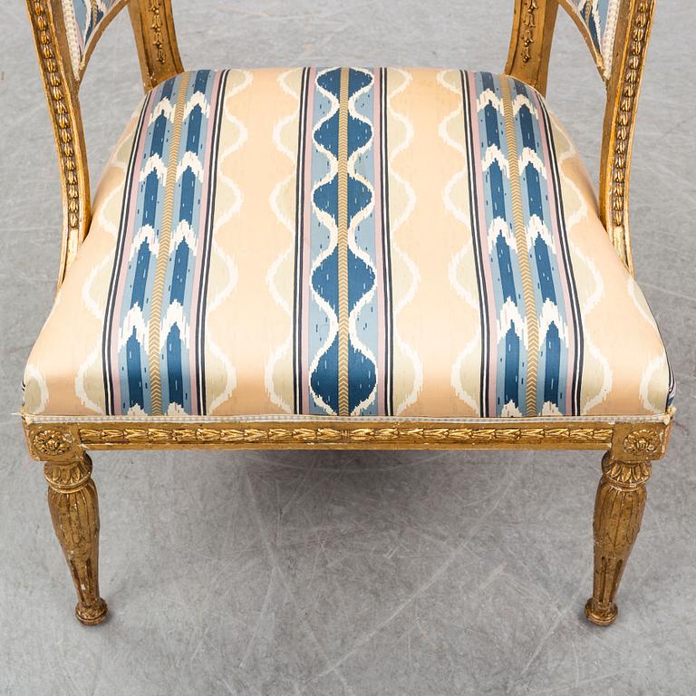 A late Gustavian armchair, circa 1800.