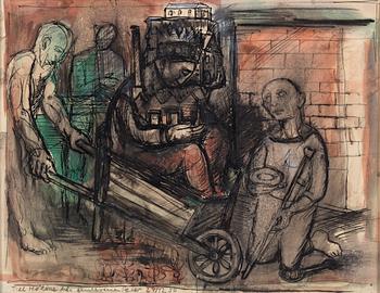 PETER WEISS, ink wash on paper, signed and dated 1950.