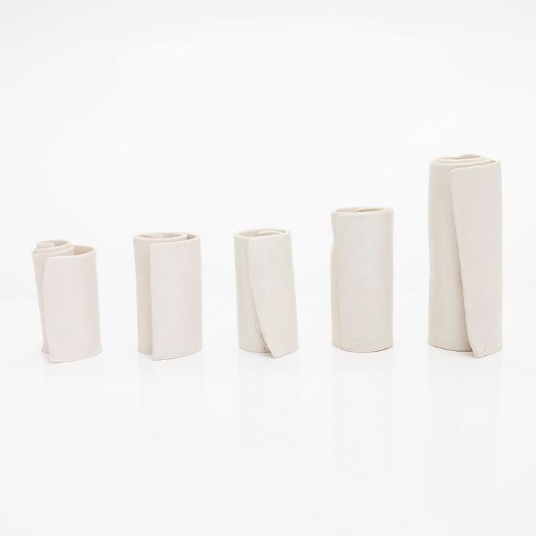 Kyllikki Salmenhaara, five stoneware ' Winding' sculptures signed KS.