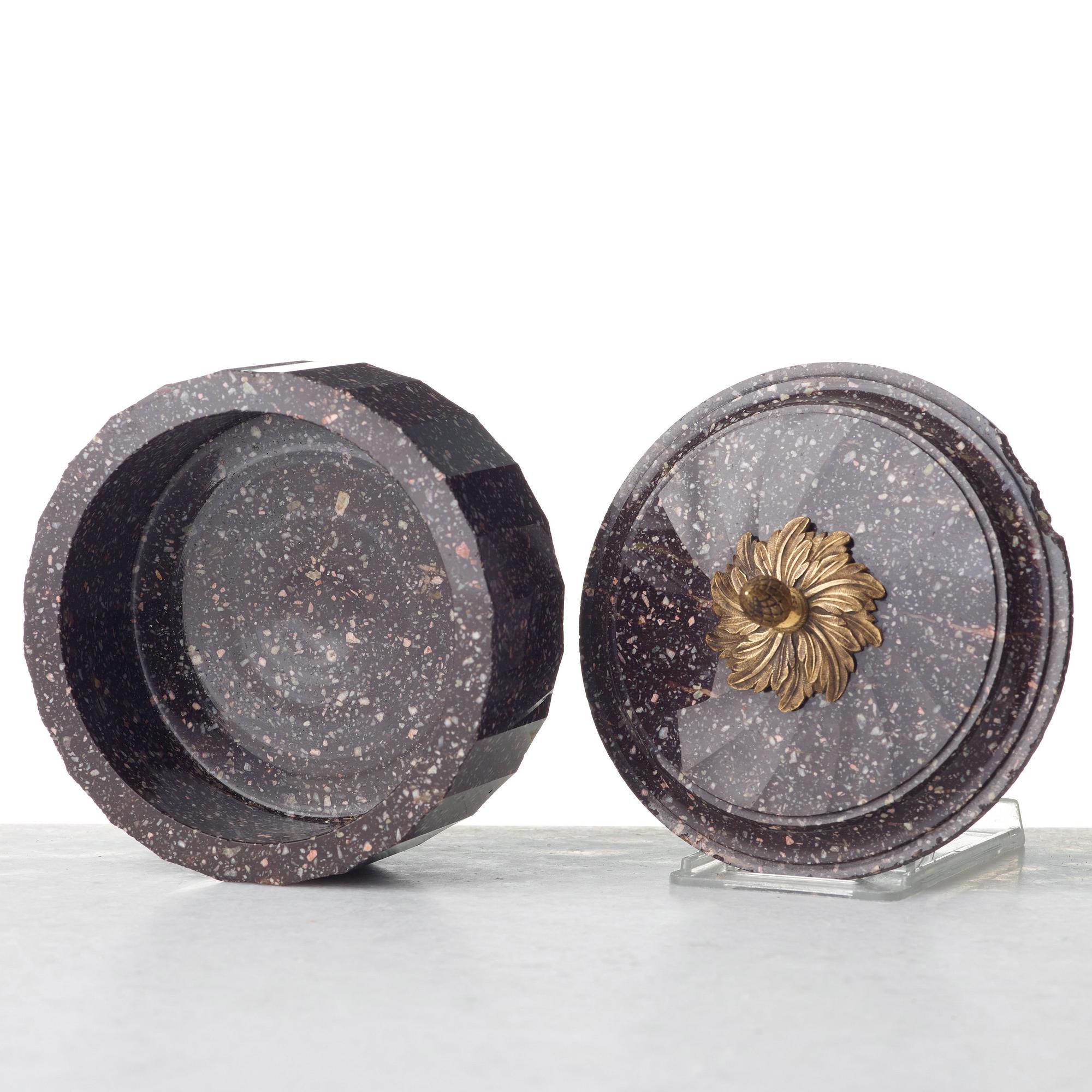 A Swedish Empire 19th century porphyry butter box.