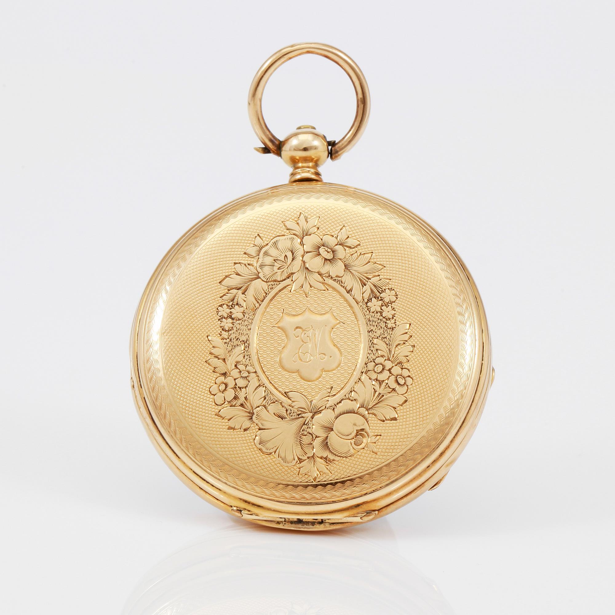 FICKUR, 18K guld, omkring år 1900.