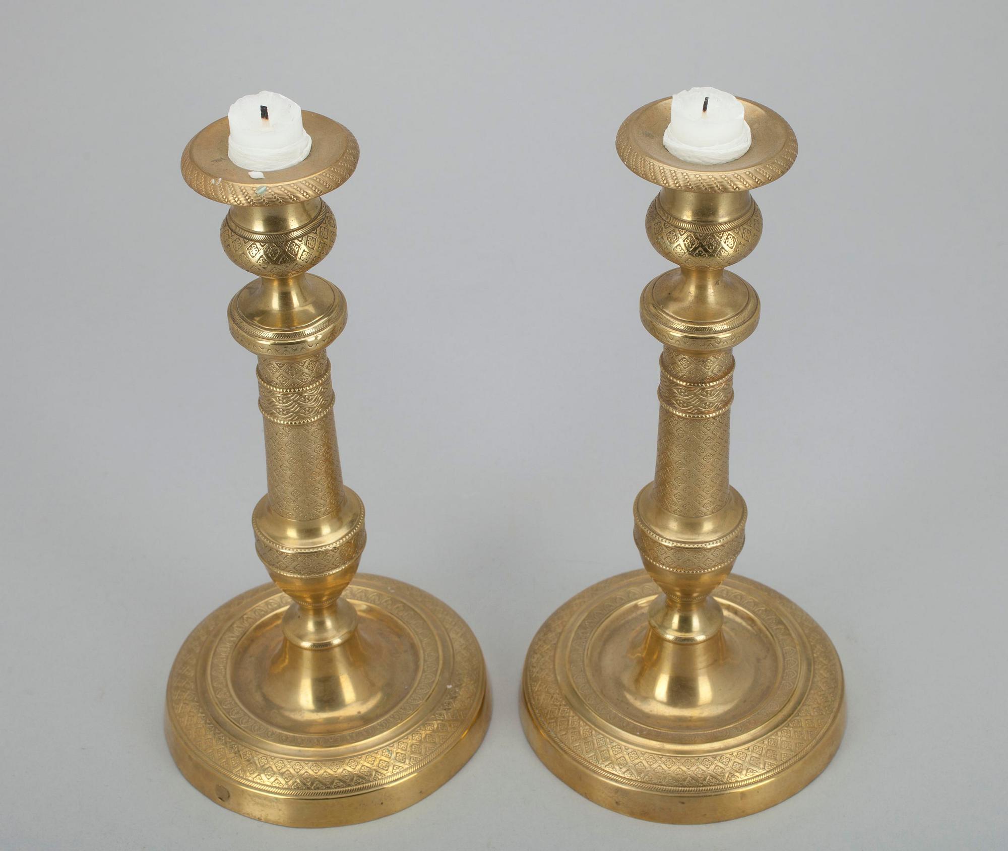 LJUSSTAKAR, ett par, brons, 1800-talets mitt.
