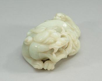 A Chinese nephrite figure of two buddhist lions.