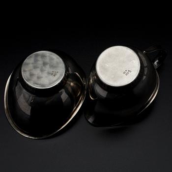 SOCKERSKÅL, GRÄDDSNÄCKA OCH BRICKA, silver, Norge, ca 1957. Vikt tot. 253 g.