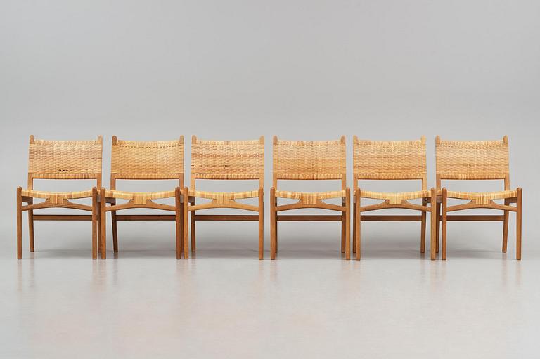 Hans J. Wegner, a set of six "CH31" chairs, Carl Hansen & Son, Denmark.