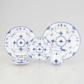 Royal Copenhagen,  18 porcelain service pieces, 'Blue Fluted', Denmark.
