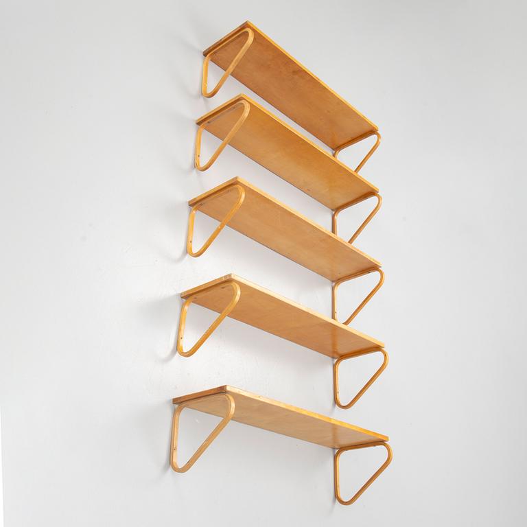 Alvar Aalto, shelves, 5 pcs, model 112, Ernst Sundh's Honorary Award, Artek, 1950s.