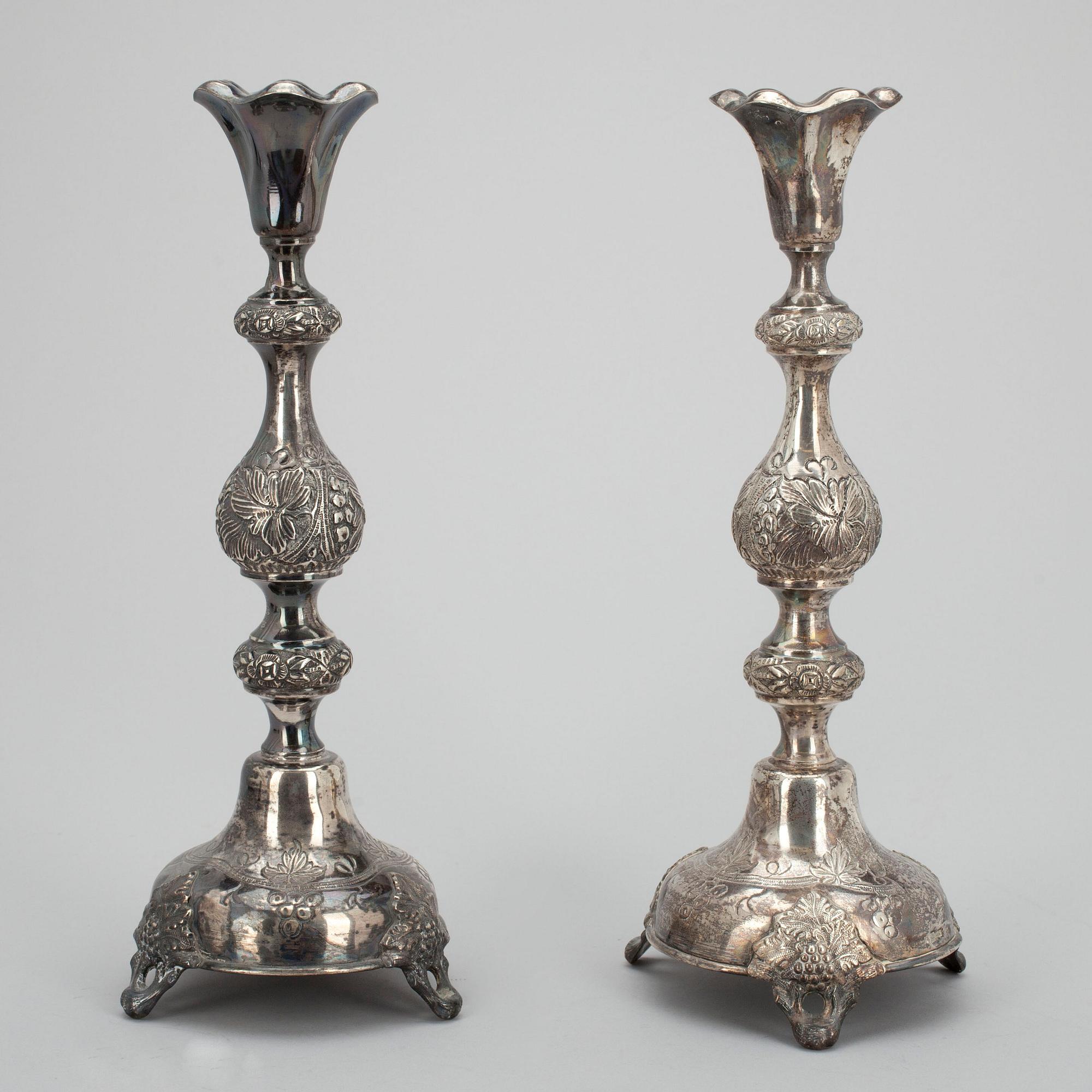 LJUSSTAKAR, silver, Szekman, Polen 1895. Vikt 492,5 g.