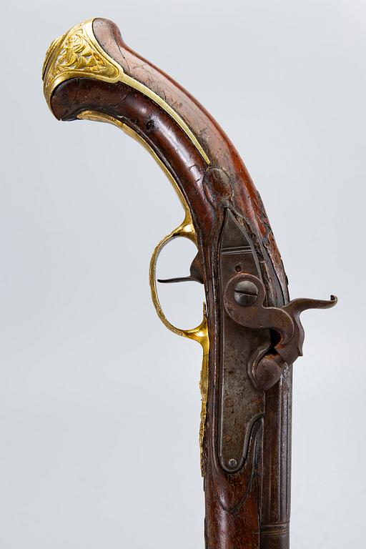 A mid 18th Century percussion pistol, possibly Belgium / French.