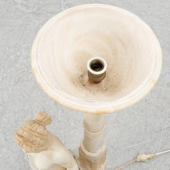 Golvlampa/skulptur, alabaster, troligen Italien, tidigt 1900-tal.