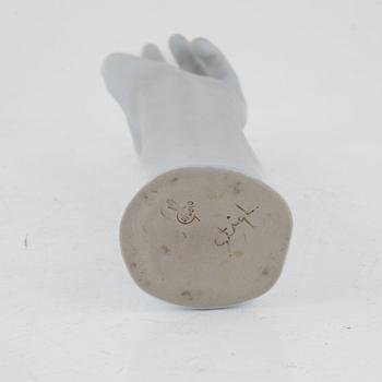 Stig Lindberg, a stoneware sculpture of a hand, Gustavsberg studio, Sweden, mid 20th century.