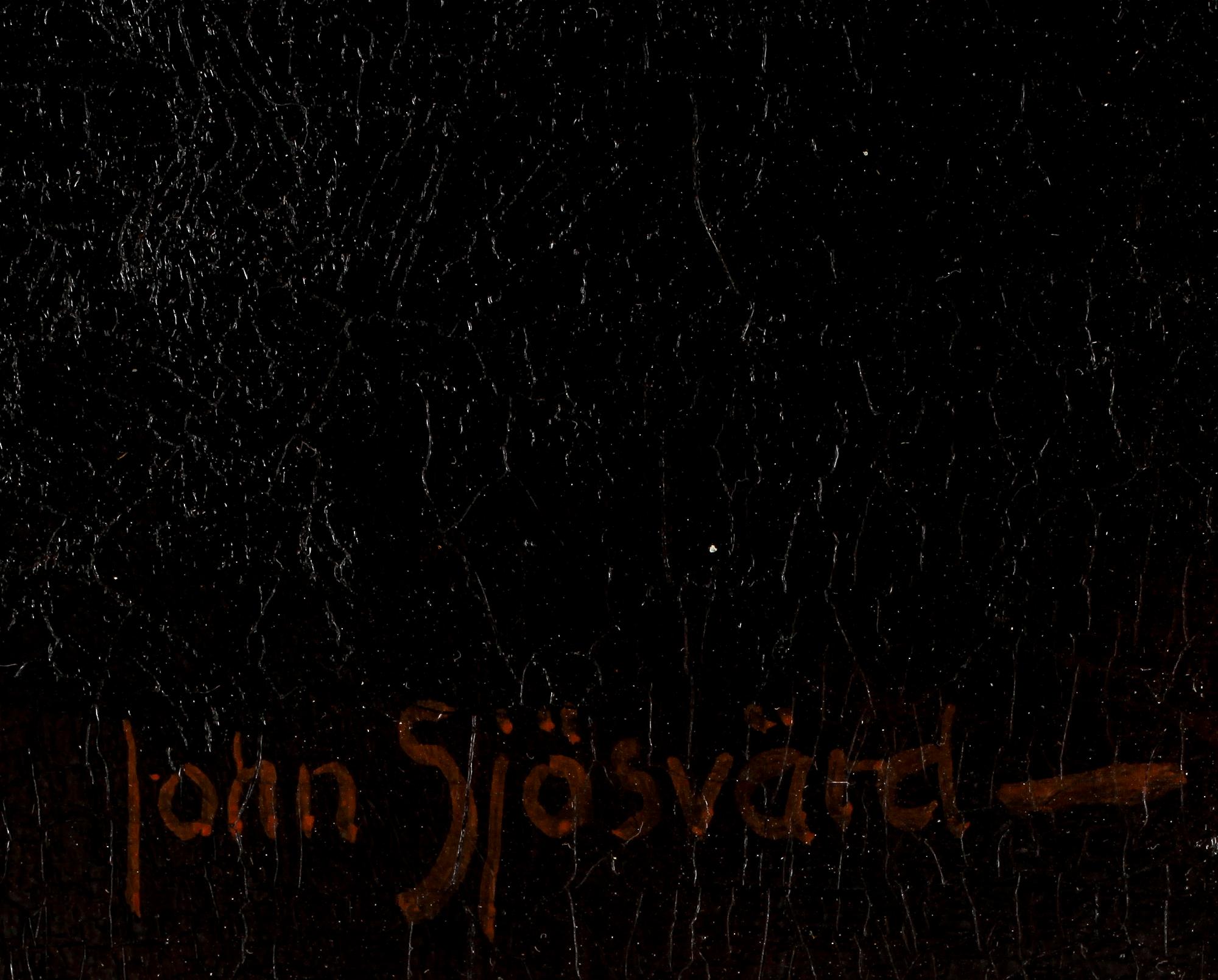JOHN SJÖSVÄRD, olja på pannå, signerad.