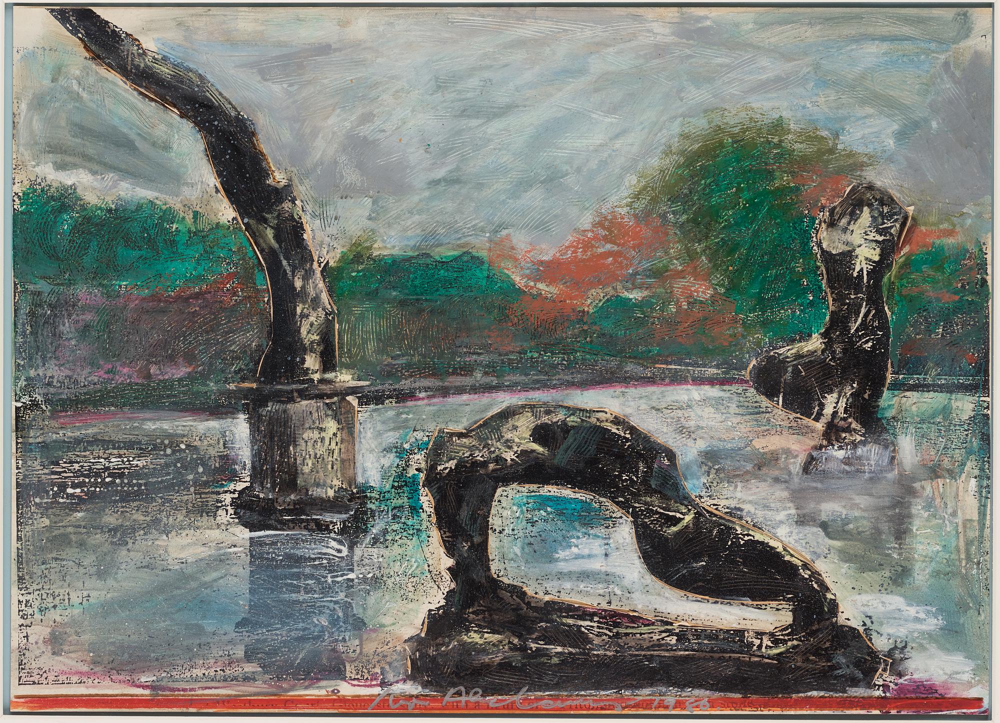 Ivor Abrahams, mixed media, signed and dated 1986.