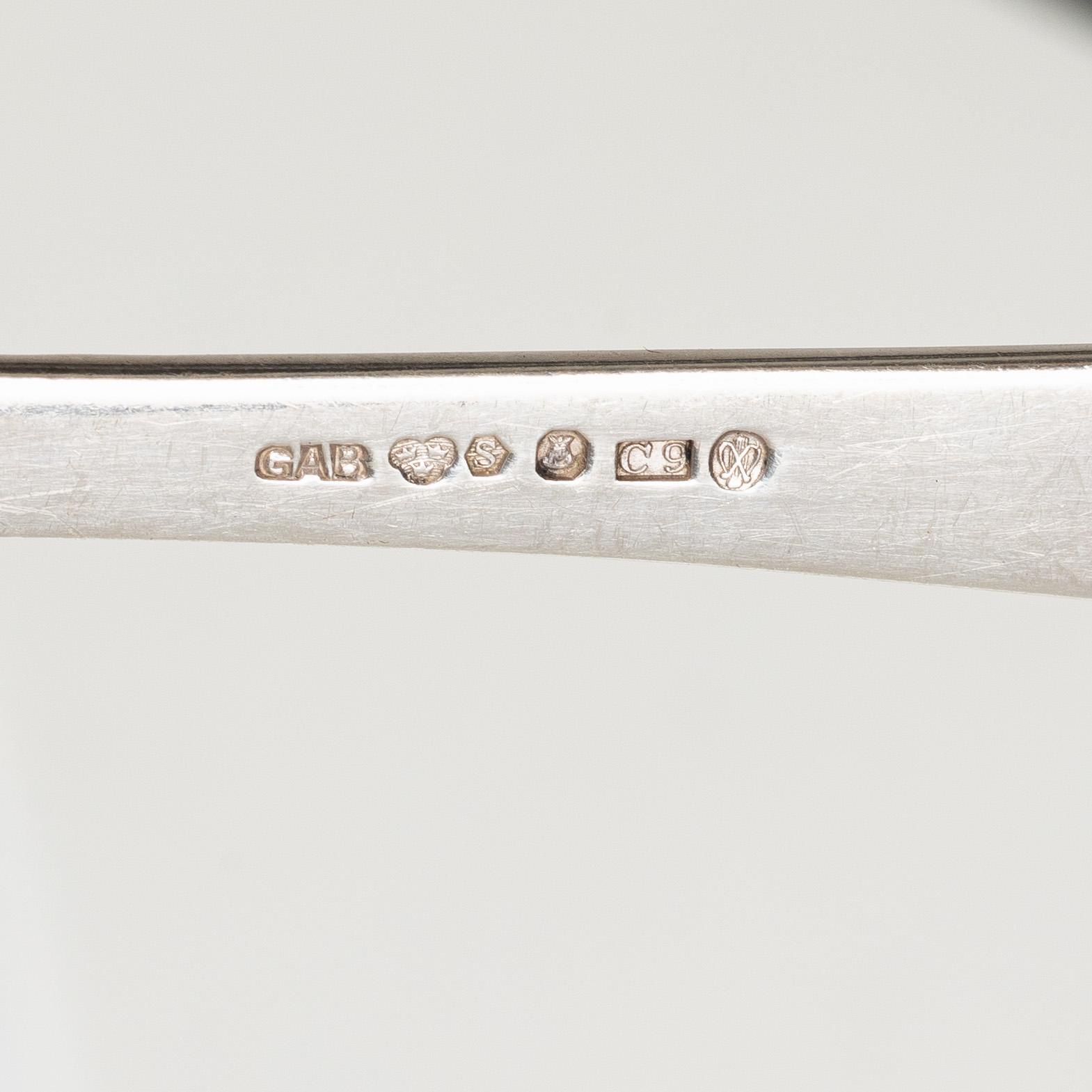 Jacob Ängman, a 102-piece silver flatware set, 'Rosenholm', in a box, GAB, Sweden, 1952-1997-.