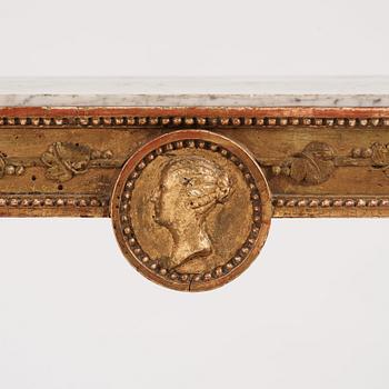 A Gustavian console table, late 18th Century.