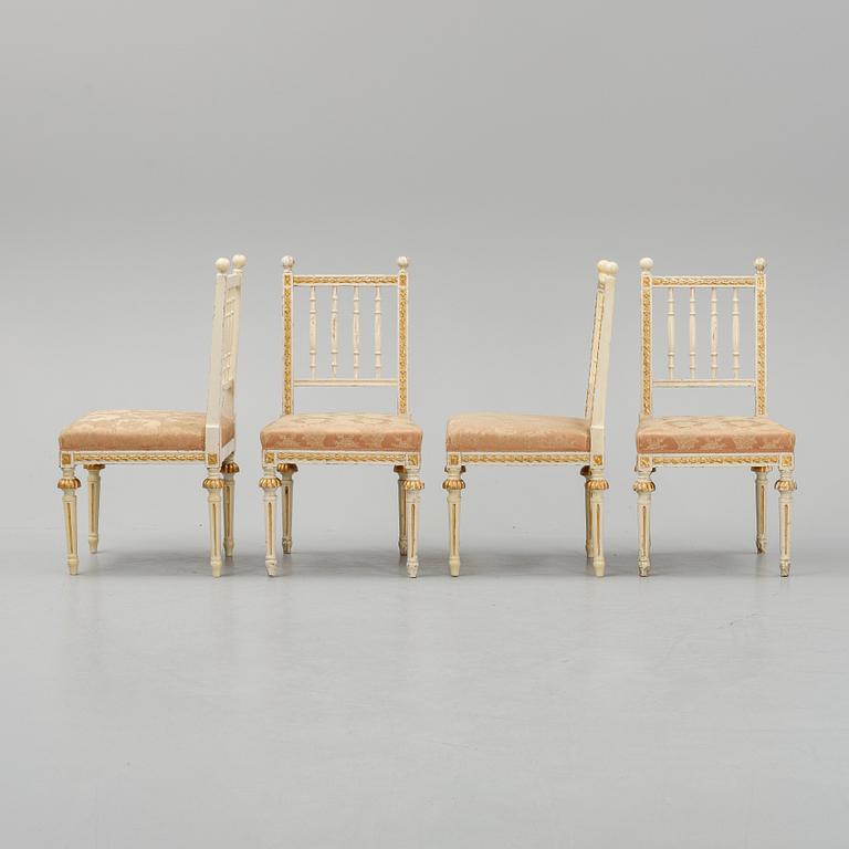 four gustavian style chairs from the second half of the 19th century.