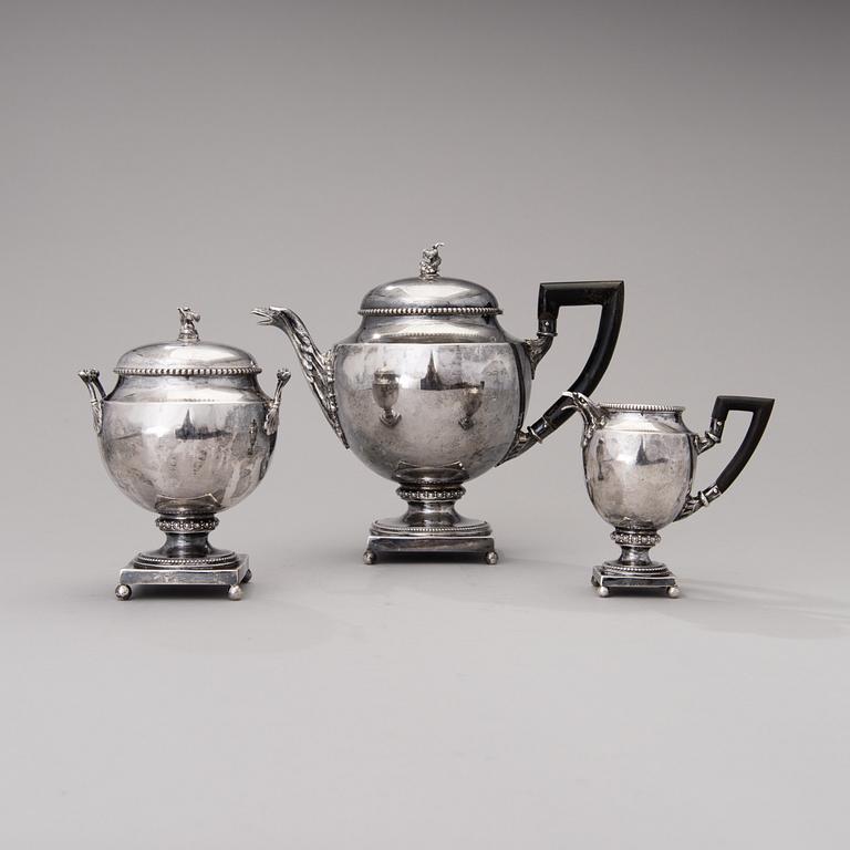 A three piece silver coffee set, Germany ca 1900.