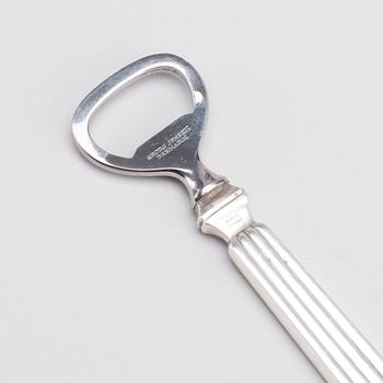 A Danish 20th century set of sterling silver bowl and opener, mark of S Bernadotte and G Jensen, weight ca 315 gr.