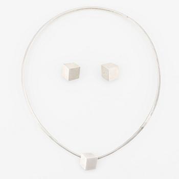 Necklace and earrings, Hubert Hydman, silver.