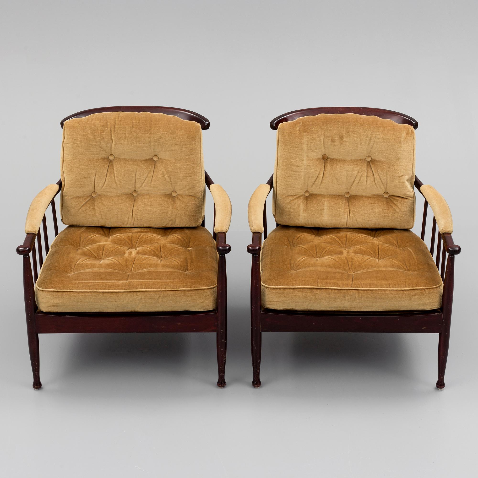 A pair of 'Skrindan' easy chairs by kerstin Hörlin-Holmquist for ope, second half of the 20th century.