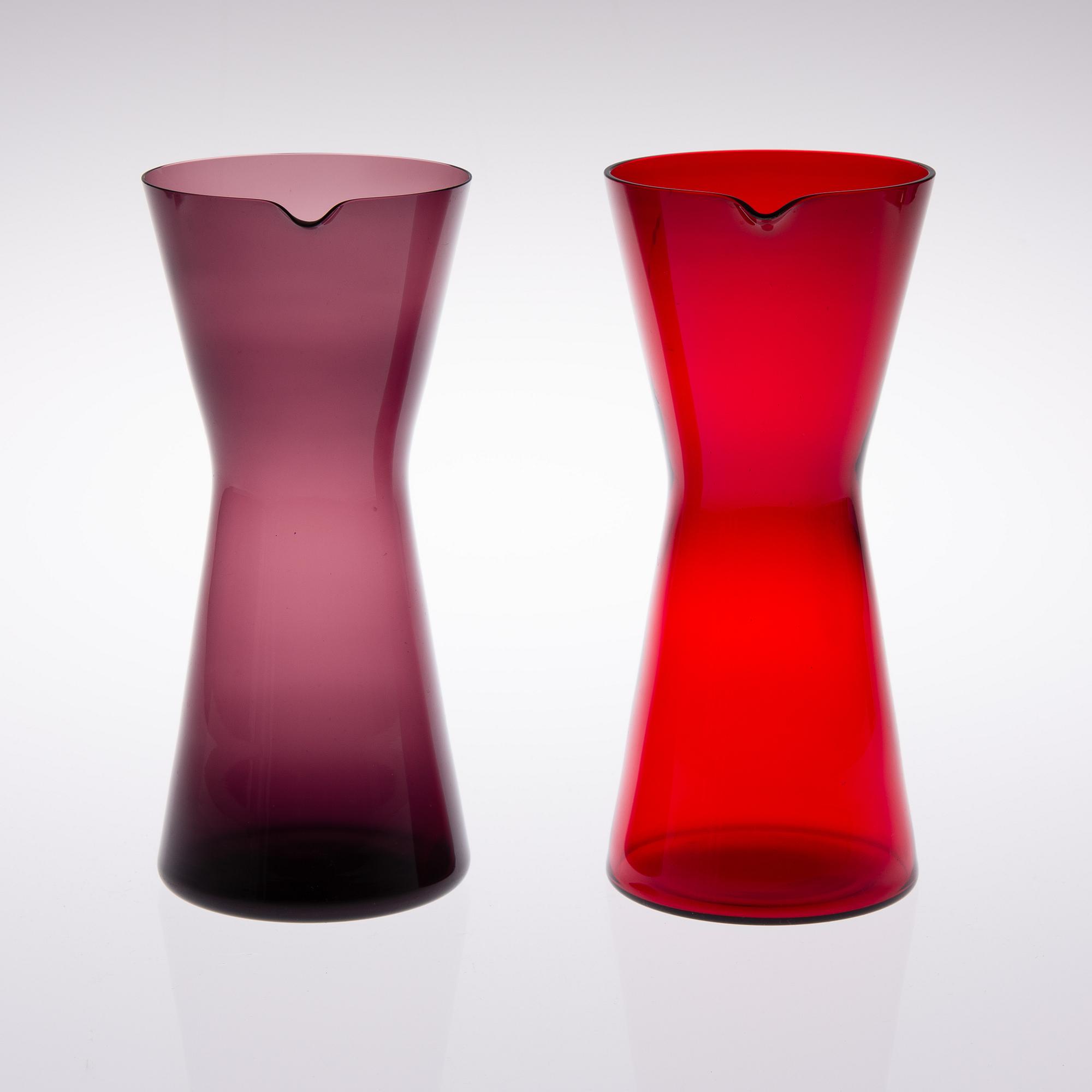 KAJ FRANCK, KANNOR, 2 ST, glas, "Kimarasekoittaja 1610", Notsjö. Formgiven 1954.