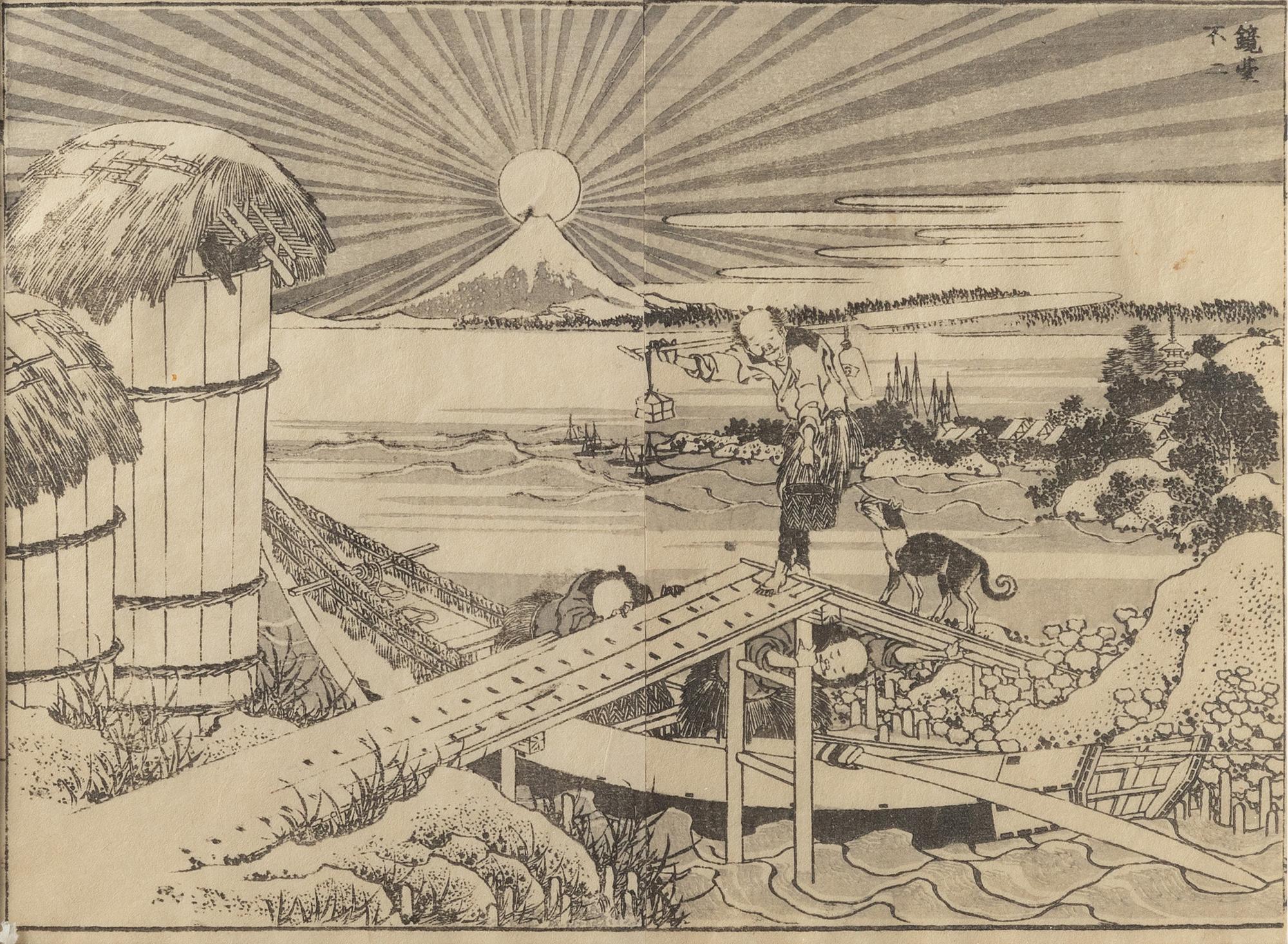 Katsushika Hokusai, träsnitt 2 st, Japan 1836.