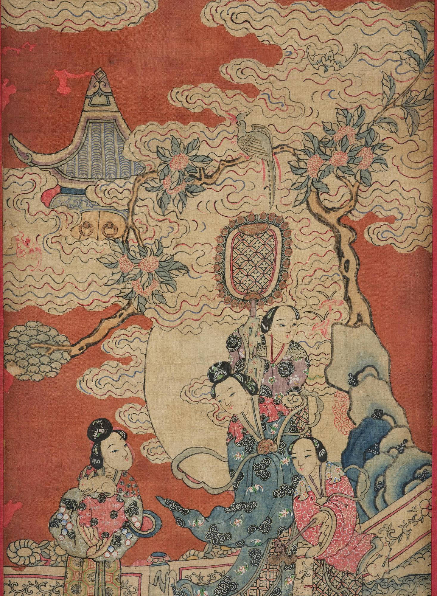 A set of four kesi panels depicting Xiwangmu and the daoist Immortals, late Qing dynasty.