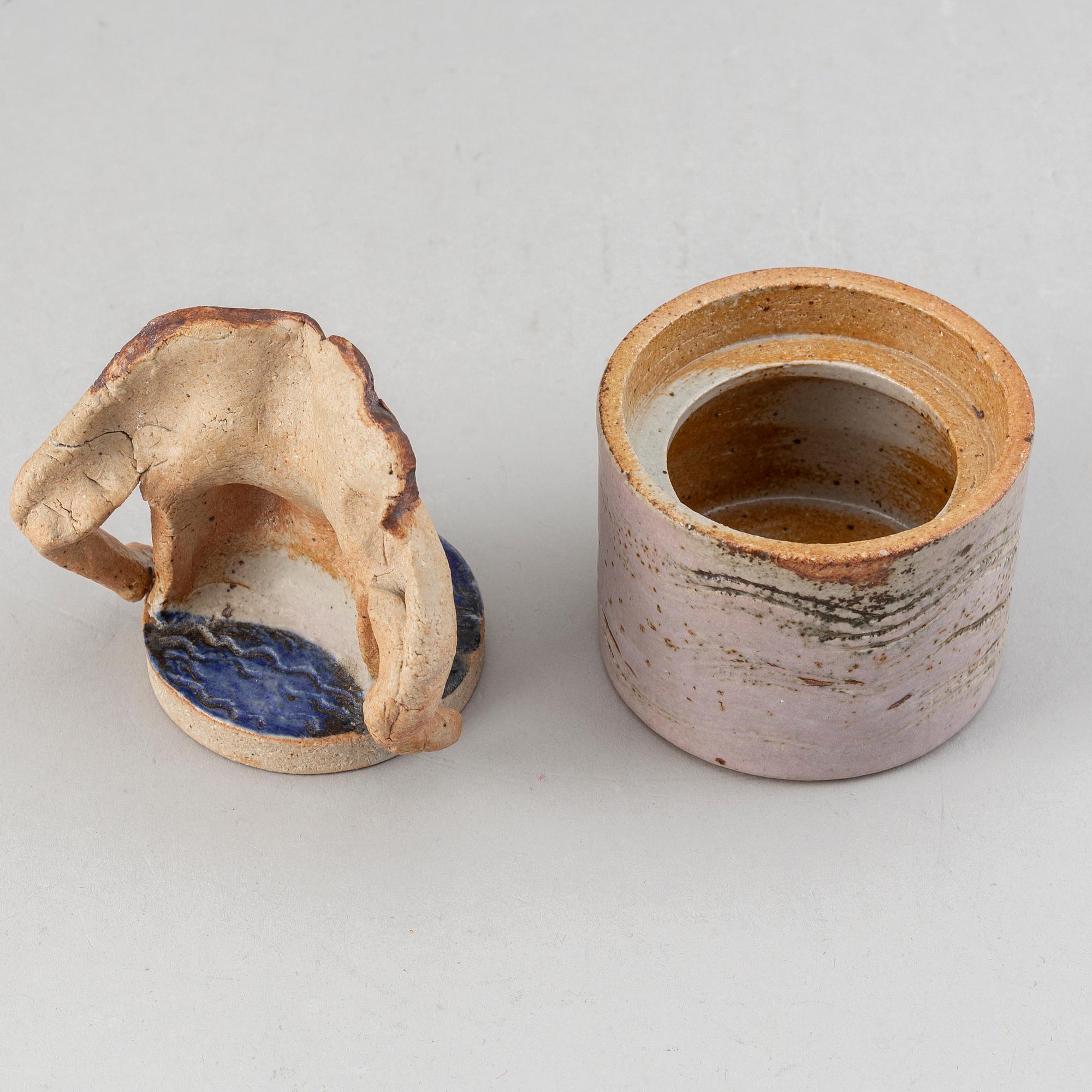 LISA LARSON, a sculptural lidded jar, stoneware, Gustavsberg Studio.