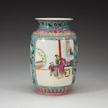 A famille rose vase, 20th Century, with Qianlong four character mark.