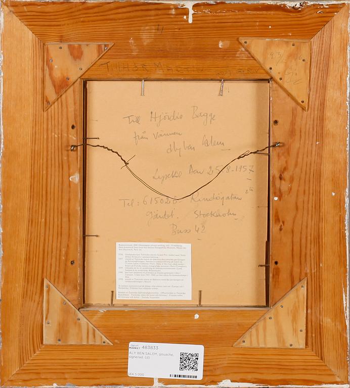 ALY BEN SALEM, gouache, signerad.