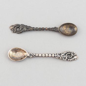 A pair of Swedish Gustavian silver and glass salt cellars, 1785.