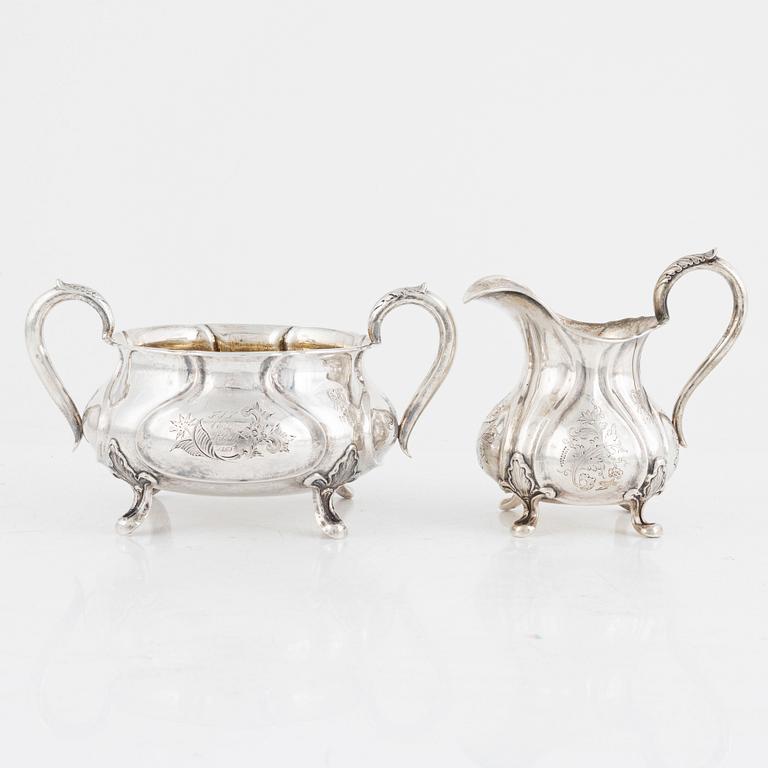 Sugar bowl and creamer, silver, Denmark, including Peter Hertz, Copenhagen 1851.