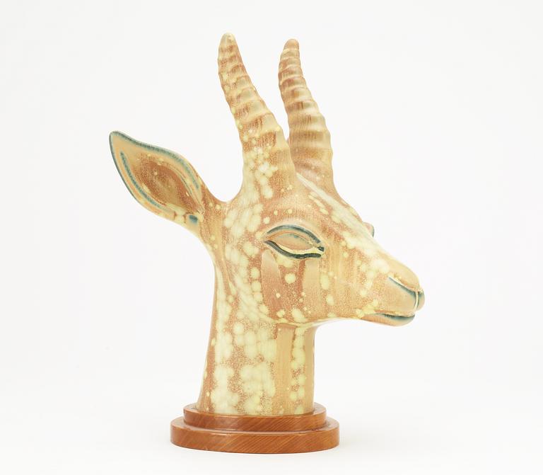 A Gunnar Nylund stoneware figure of an antelope's head, Rörstrand.