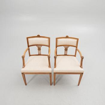 Karmstolar, ett par, Empire-stil, 1900-talets första hälft.