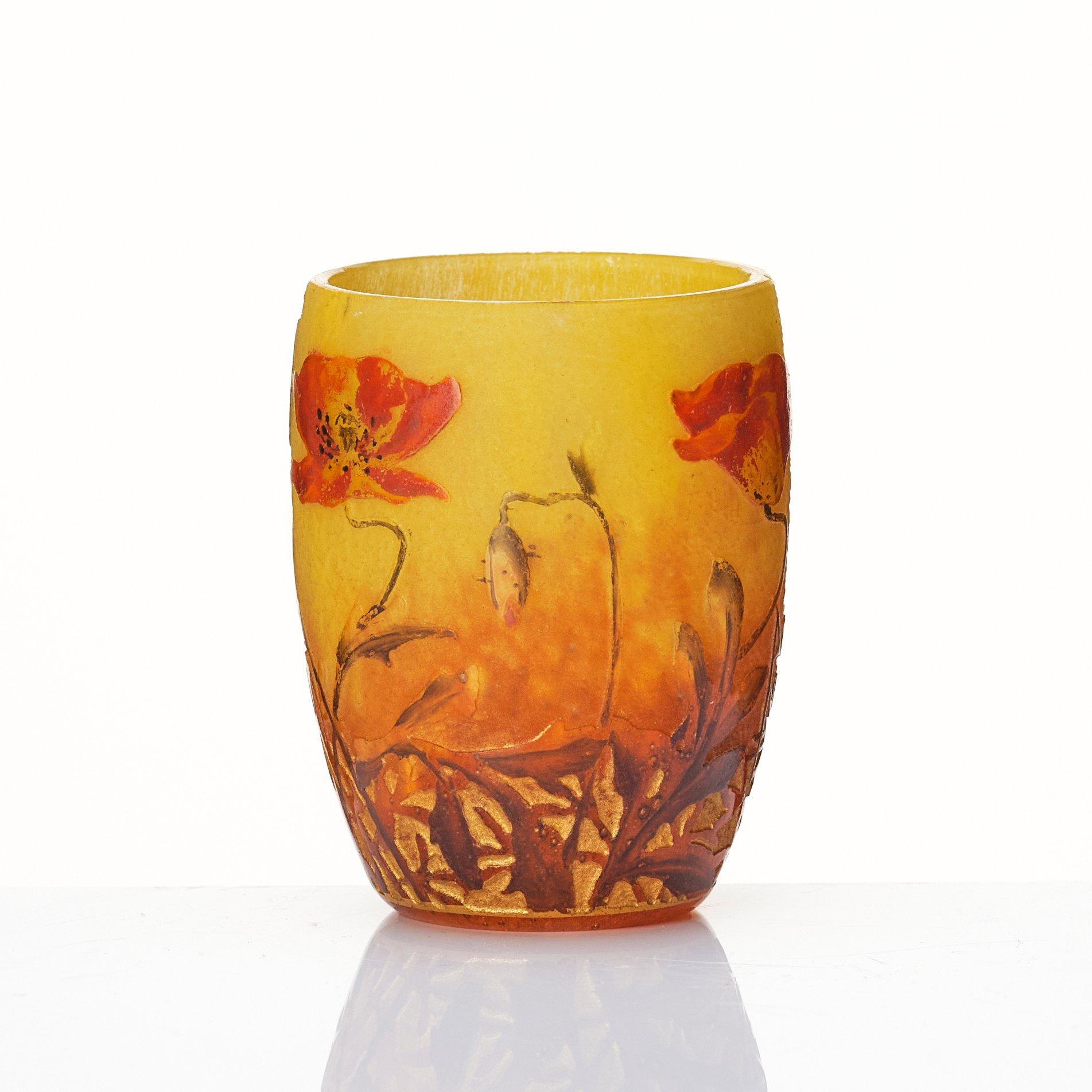 Daum, an Art Nouveau enamel painted cameo glass vase, Nancy, France.