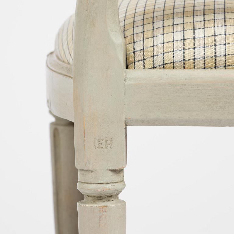 A set of six Gustavian chairs by J. E. Höglander (master in Stockholm 1777-1813).