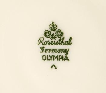 MATSERVISDELAR, 52 st, porslin, "Olympia", Rosenthal 1900-talets första hälft.