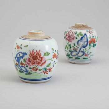 Two famille rose tea caddies, Qing dynasty, Qianlong (1736-95).