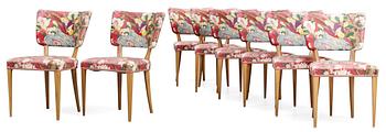 631. A set of eight Carl Malmsten walnut chairs, 1940's-50's.