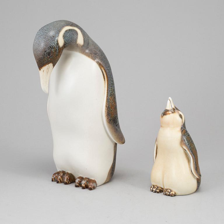 GUNNAR NYLUND, two penguine stoneware figurines from Rörstrand.