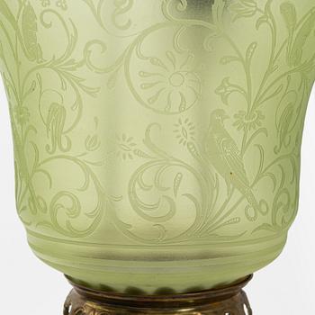 A candle light glass ceiling lamp, Late 19th century.