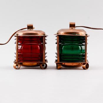 LANTERNOR, 2 st, koppar och glas, 1900-talets första hälft.