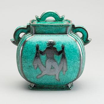 WILHELM KÅGE, URNA med LOCK, stengods, "Argenta", Gustavsberg, 1937.