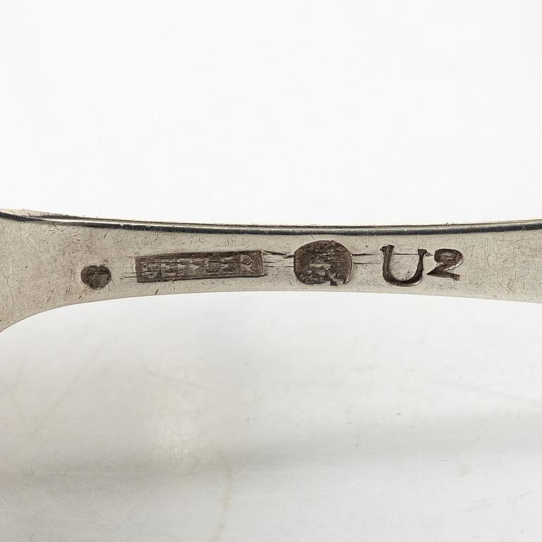 Matskedar, silver, 11 st, äldre modeller, 1789-1848.