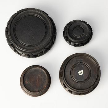 A group of Chinese wooden stands, late Qing dynasty and 21st century.