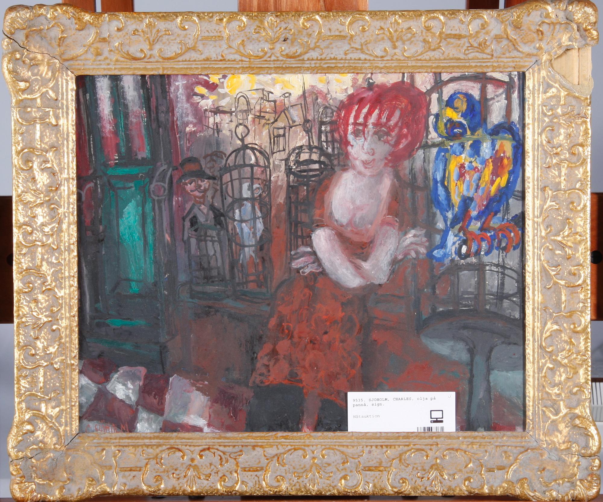 SJÖHOLM, CHARLES, olja på pannå, sign.