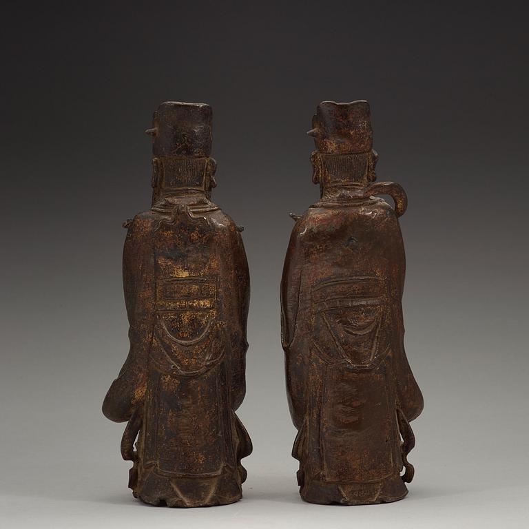 Two bronze figures of guradians, Ming dynasty (1368-1644).