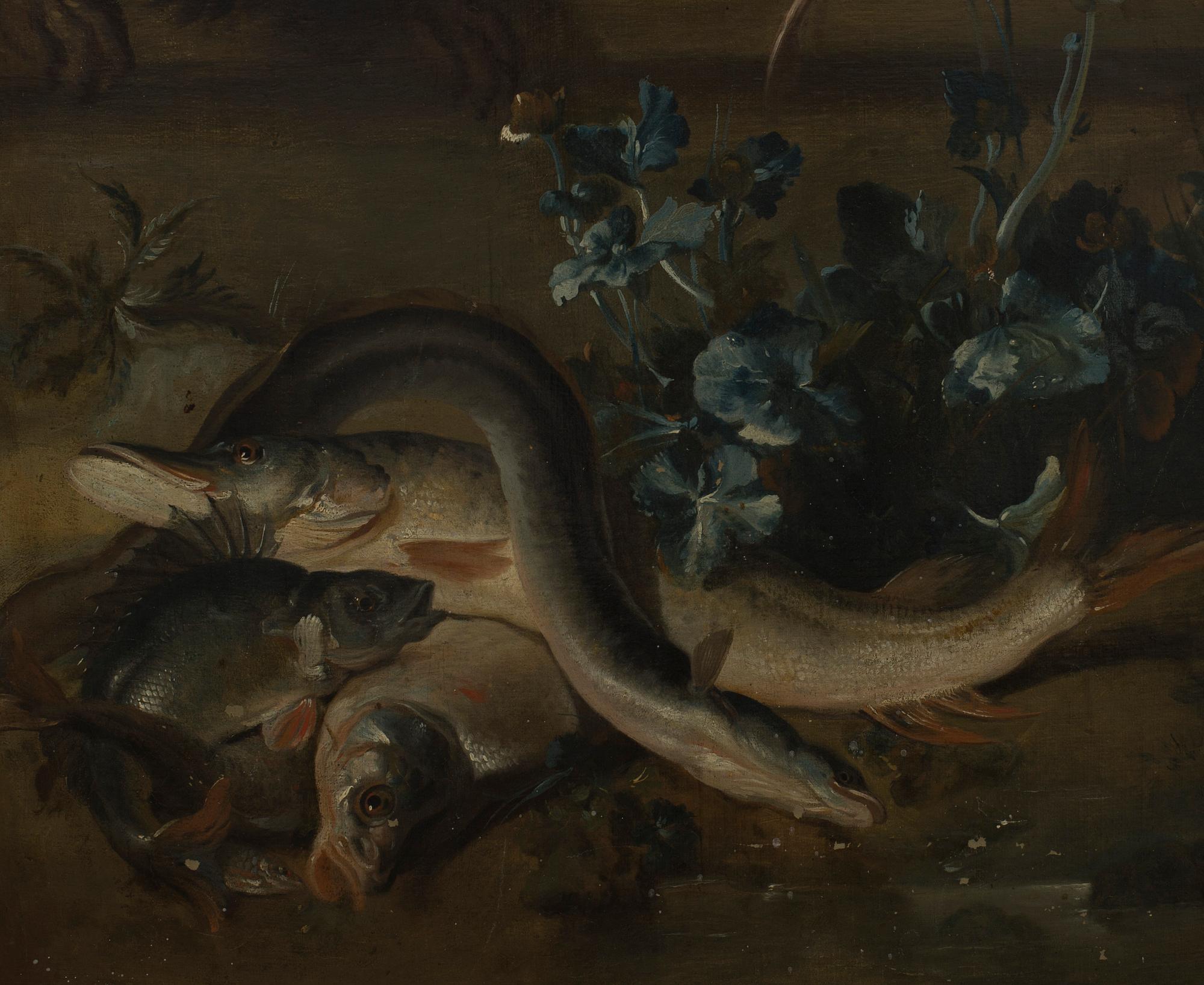 Johan Pasch Hans krets, "Stilleben med spaniel som jagar änder" ("Vattnet").